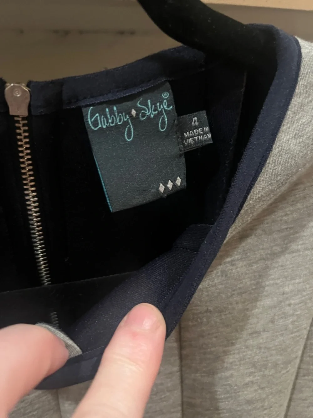 I CANT EVEN TAKE IT - LOVE LOVE - Gabby Skye Grey Mini Dress with Navy Trim - Picture 5 of 10